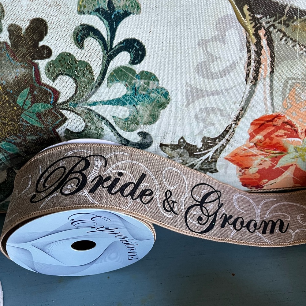 BRIDE & GROOM WIRED RIBBON